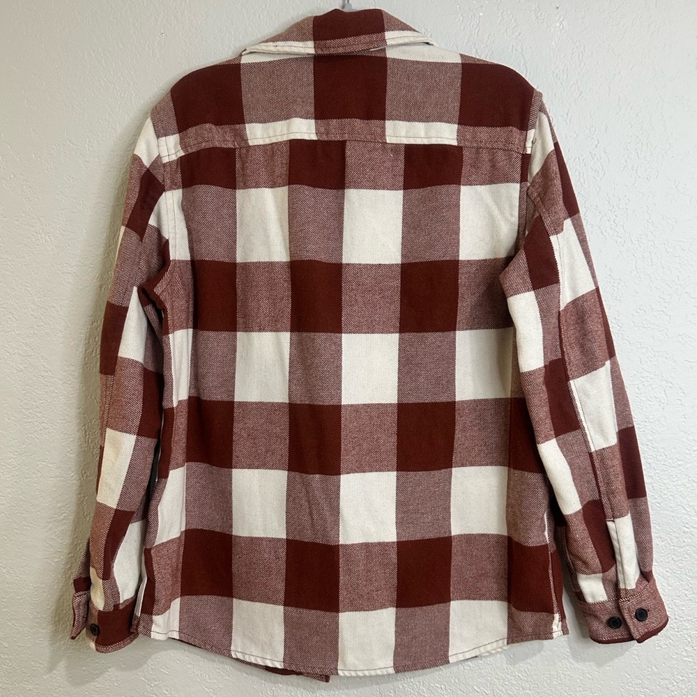 H&M Men’s Rust Burgundy Plaid Flannel Shacket Shirt Jacket Size M - Picture 9 of 12